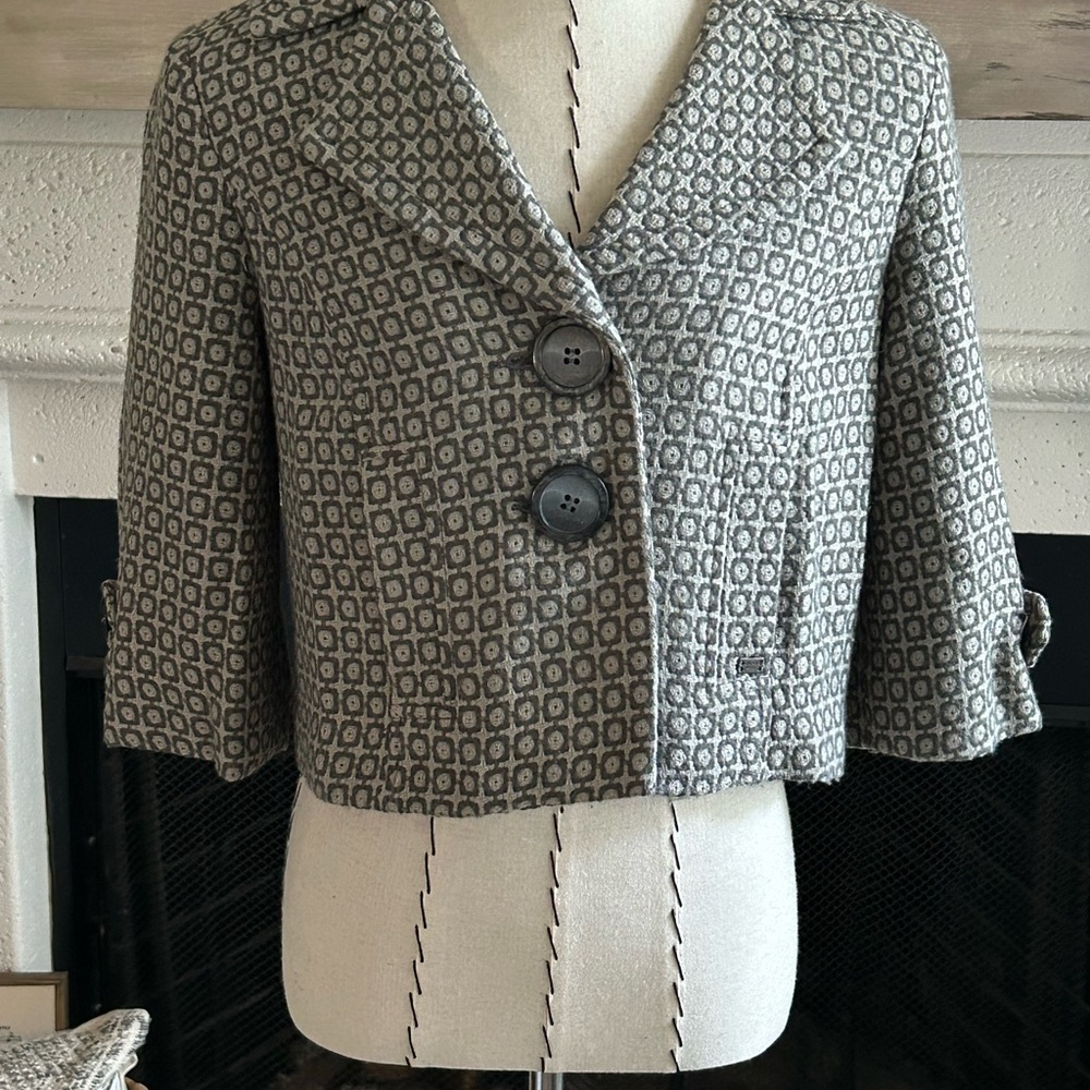 DKNY Gray Blazer Tailored Cropped Design